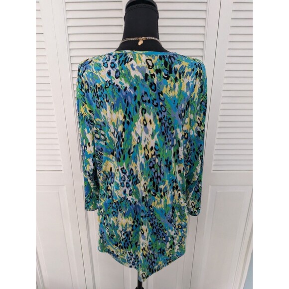 Just My Size Top Women 2X Blouse Surplice V-neck Multicolor Stretch Animal Print - Picture 9 of 14